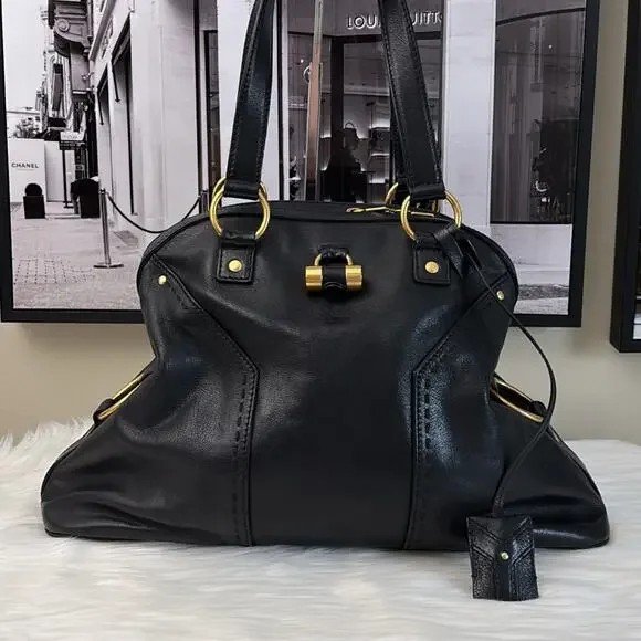 Yves Saint Laurent  Muse Handbag Black Leather - Picture 4 of 16